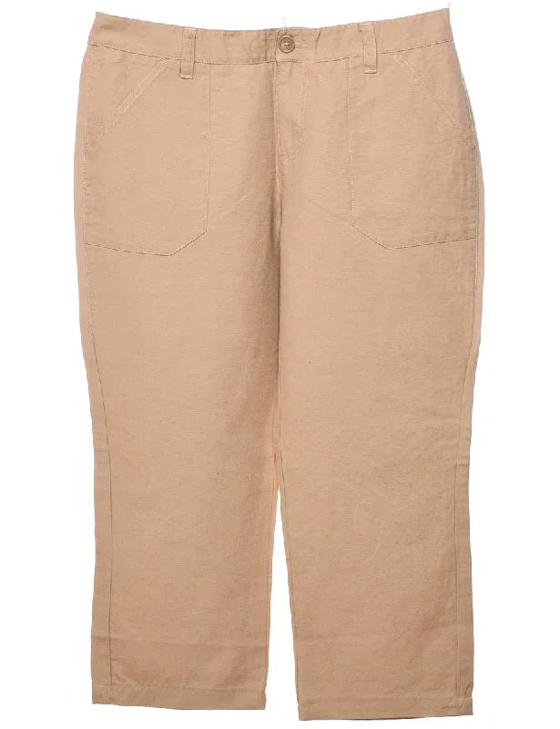 Tapered Light Brown Tommy Hilfiger Cropped Trousers - W36 L25 Trousers Ceremony Elegant