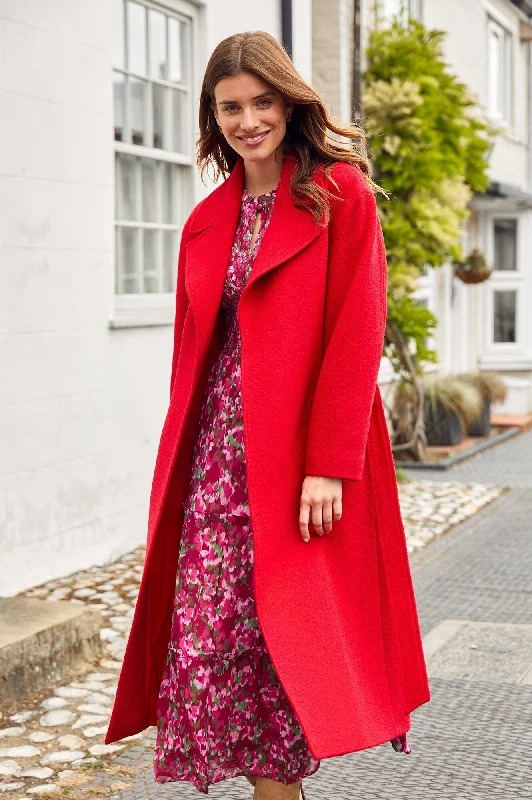 Wool Coat | Red Wool Cashmere Tweed