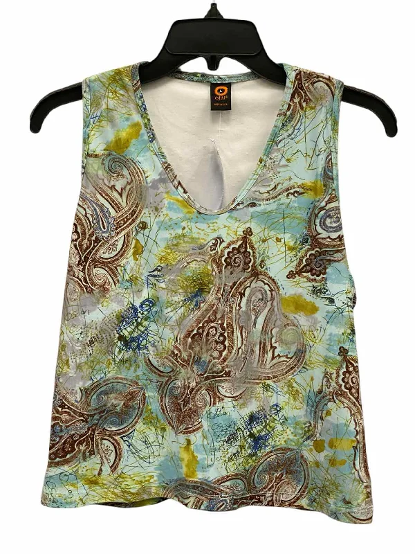 ojai Size L Teal Brown Print Tank Top breathable tank top