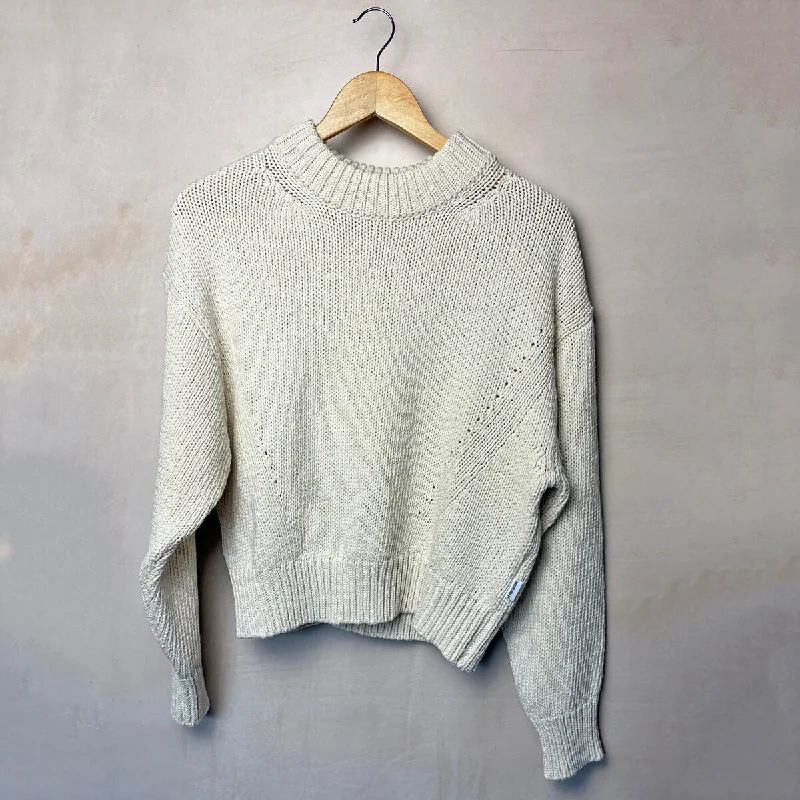 Zoe Cotton Sweater in Natural by Le Bon Shoppe Collared Crew Neck Turtle Neck