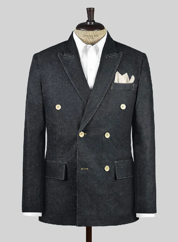 Selvedge Denim Double Breasted Blazer Women's Vintage Suit