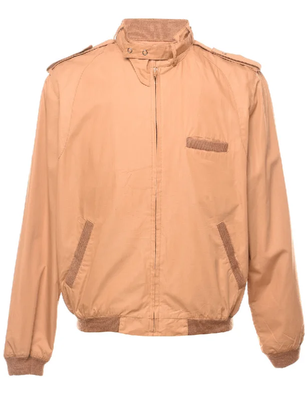Light Brown Harrington Jacket - L Faux Fur Fabric Real Fur Fabric Shearling Fabric