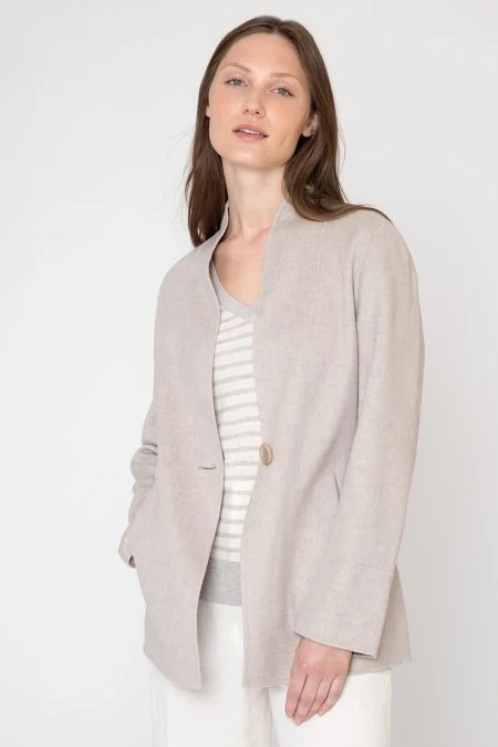 Kinross Cashmere LWT Easy One Button Coat Zip Front Button Front Snap Front