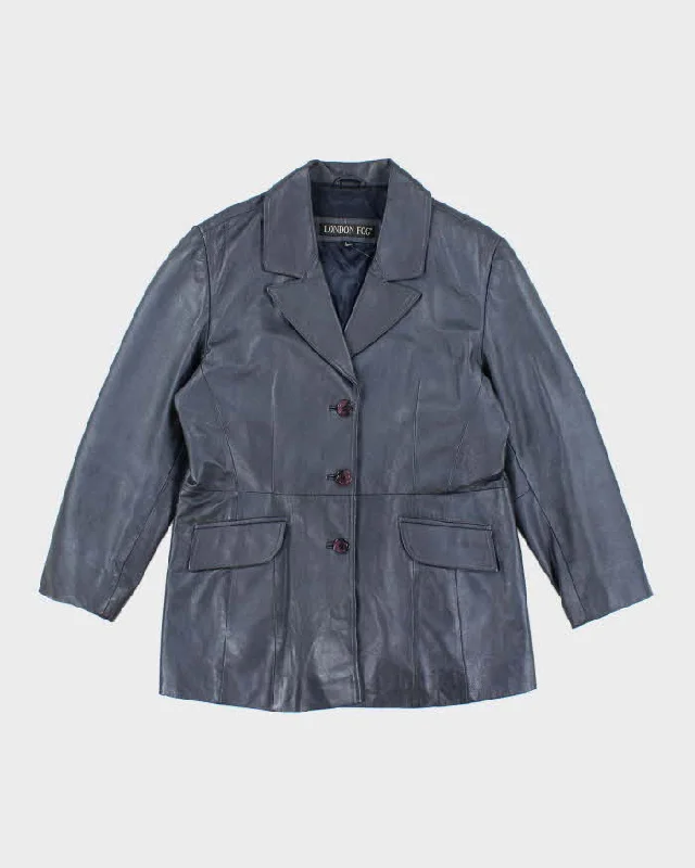 Vintage Women's 90's London Fog Double Breasted Leather Blazer - L Women's Trendy Jacket