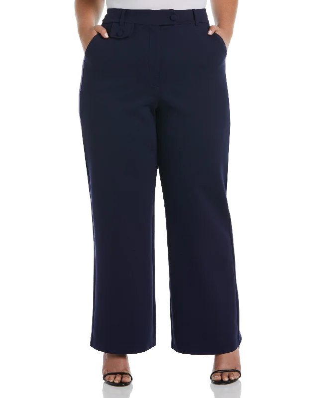 Plus Size Wide Leg Ponte Trouser Trousers Polka Dot Cute