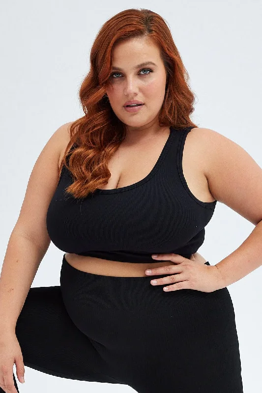 Black Crop Tank Top Seamless Activewear vibrant tank top