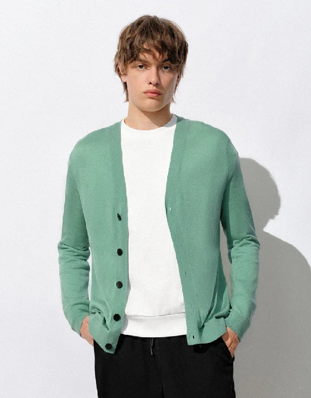 Straight Knitted Cardigan Denim Fabric Leather Fabric Suede Fabric