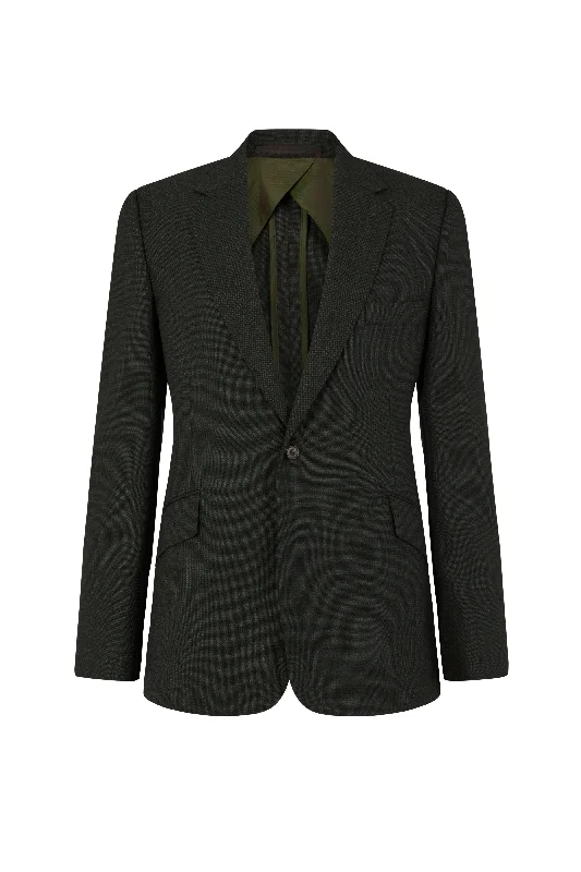 Green Melange Hopsack Blazer Women's Plaid Suit
