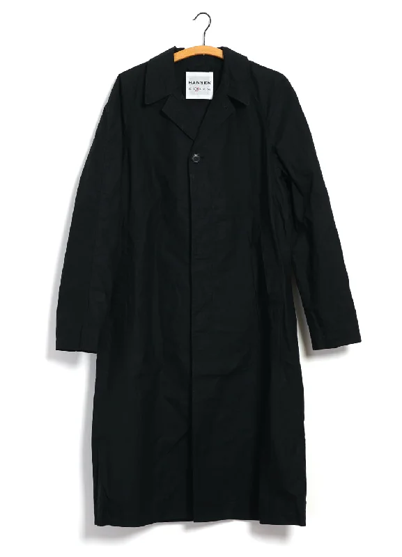 MORTEN 29-72-2 | Long Coat | Waxed Black Raincoat Turtleneck Coat Wrap Coat