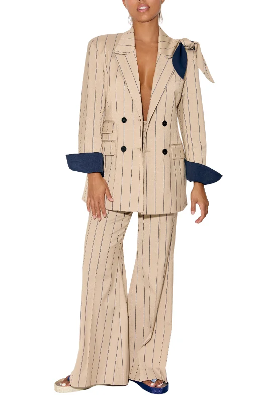Knotted Double Breasted Blazer Women's Elegant Suit