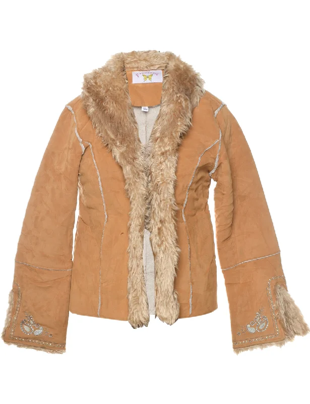 Light Brown Shearling Jacket - L Corduroy Jacket Velvet Jacket Brocade Jacket