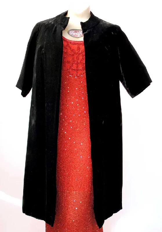 1950s Black Velvet Opera Duster Coat • Swing Coat Hooded Jacket Zipper Jacket Button Jacket 1950s Black Velvet Opera Duster Coat • Swing Coat Hooded Jacket Zipper Jacket Button Jacket