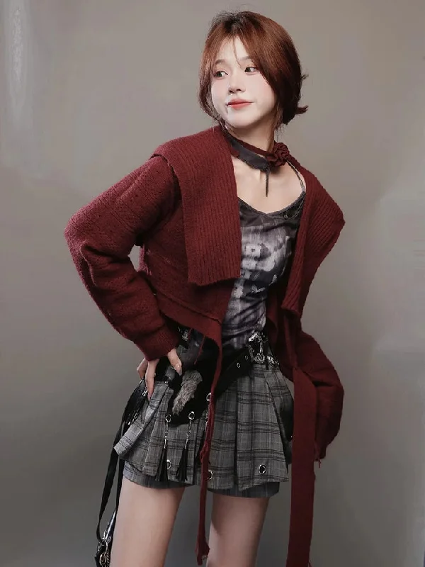 Navy Collar Knitted Cardigan Jacket【s0000003991】 Mesh Fabric Canvas Fabric Denim Fabric