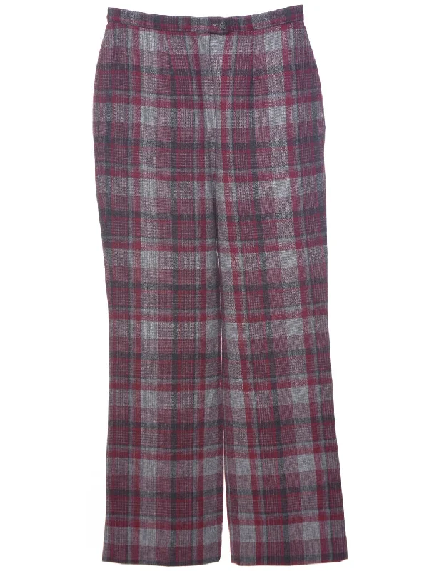 Wool Pendleton Checked Pattern Trousers - W28 L30 Trousers Polka Dot Cute