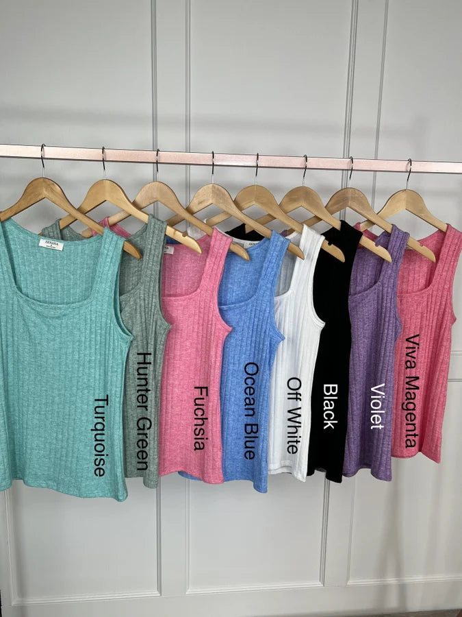 Last Direction Women's Flattering Ribbed Square Neck Tank Top layering tank top