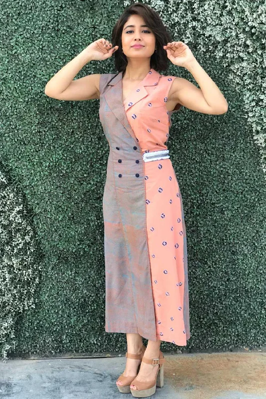 Block Printed And Bandhej Blazer Dress as seen on Shweta Tripathi Women's Professional Jacket