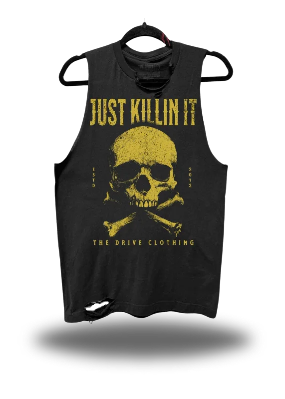 JUST KILLIN IT ROAD RASH TANK TOP lime green tank