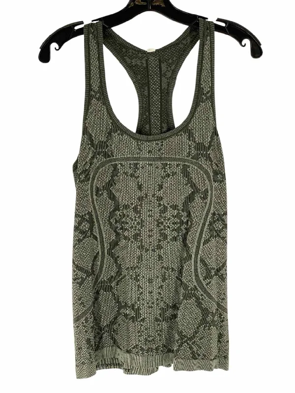Lululemon Size 10 Green Grey Snake Athletic Tank Top loose fit tank