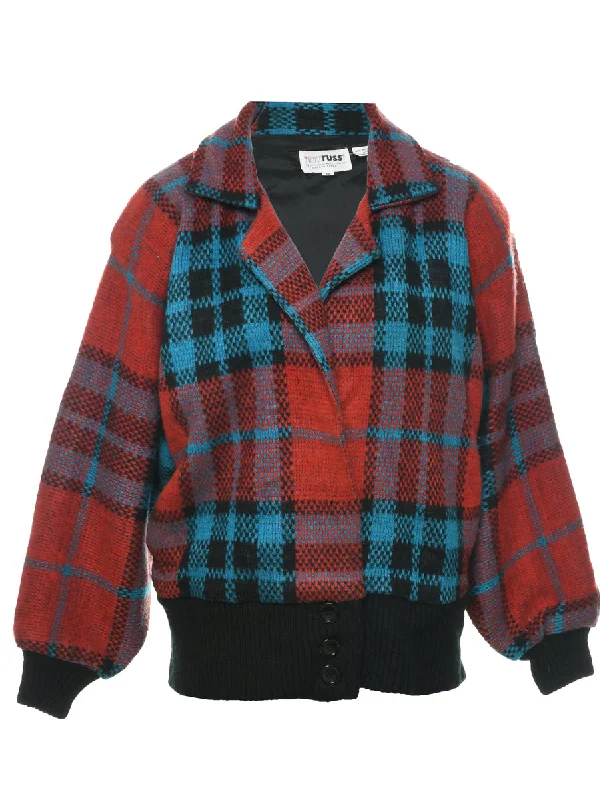 Checked Jacket - M Rayon Jacket Velvet Jacket Corduroy Jacket