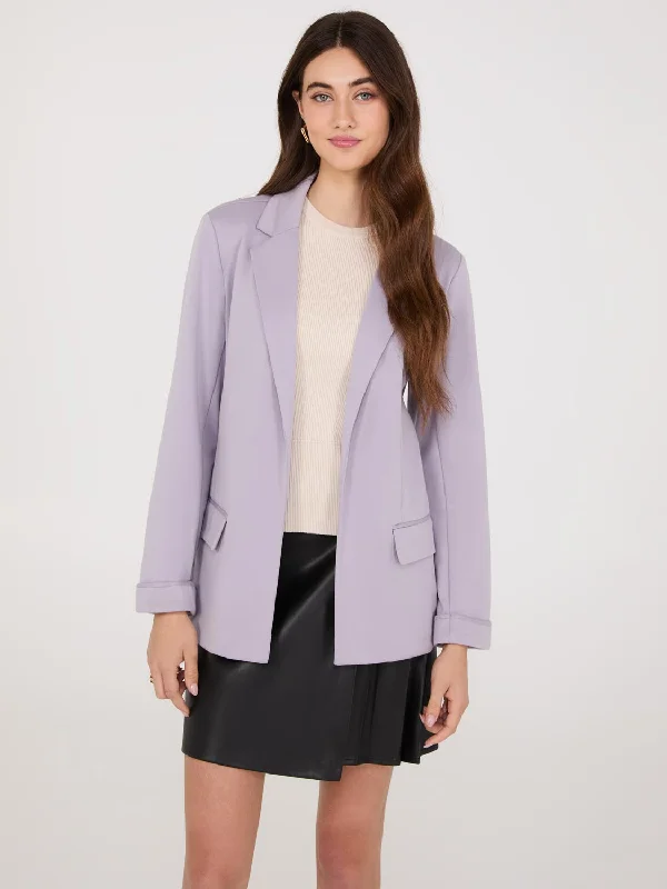 Notch Collar Open-Front Blazer Women's Solid Blazer