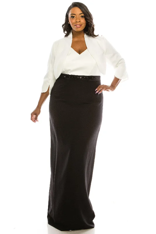 Adrianna Papell AP081907701 Long Formal Plus Size Jacket Dress Denim Fabric Leather Fabric Suede Fabric Adrianna Papell AP081907701 Long Formal Plus Size Jacket Dress Denim Fabric Leather Fabric Suede Fabric