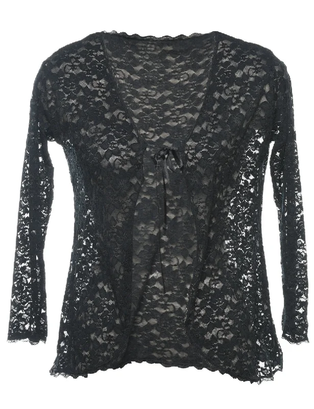 Classic Black Lace Y2K Evening Jacket - M Chenille Fabric Brocade Fabric Lace Fabric Classic Black Lace Y2K Evening Jacket - M Chenille Fabric Brocade Fabric Lace Fabric