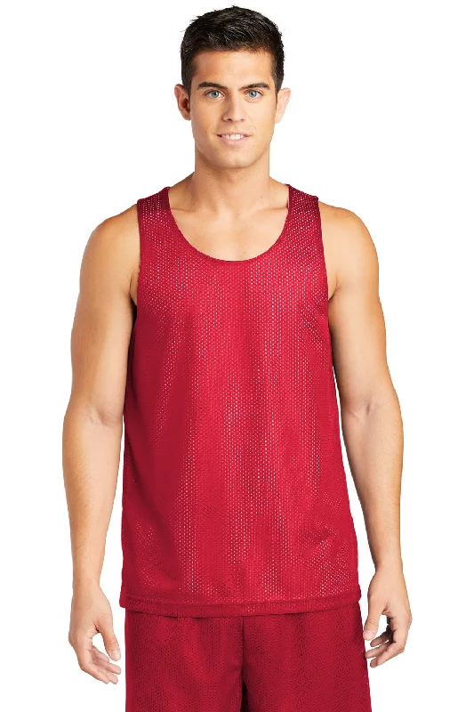 Sport-Tek Mens Reversible Mesh Moisture Wicking Tank Top - True Red - Closeout sequin tank top