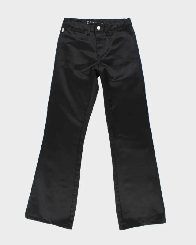 Vintage Y2k 00s GX Black Shiny Bootcut Trousers - W26 L31 Trousers Pleated Formal