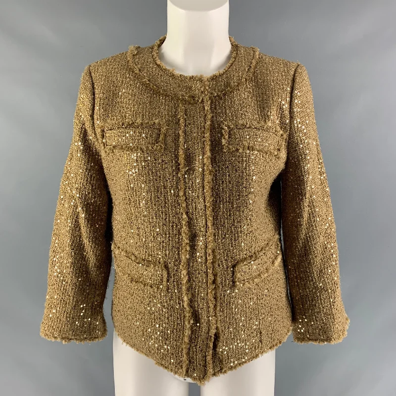 MICHAEL by MICHAEL KORS Size 6 Gold Acrylic Blend Blazer Women's Classic Suit