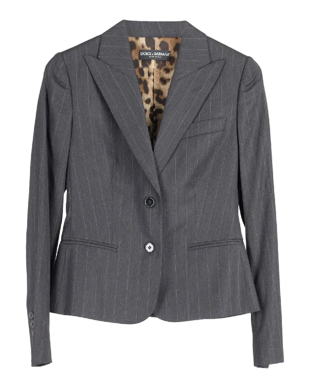Dolce & Gabbana Single Breasted Blazer in Dark Grey Wool Women's Simple Jacket