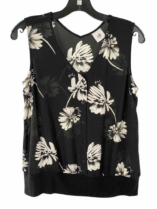 Cabi Size XS Black White Floral Tank Top sequin tank top