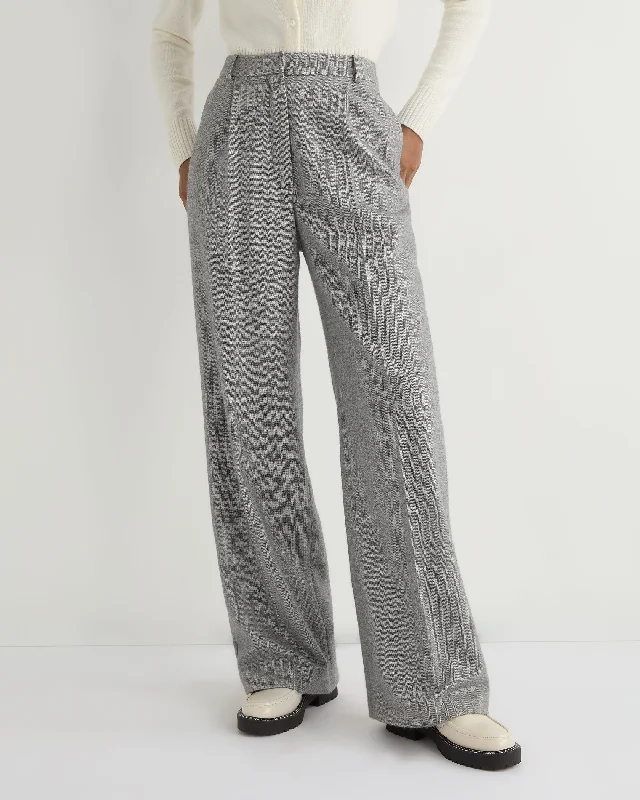 Women's Florence Herringbone Wide Leg Trouser Grey Trousers fashionable trendy