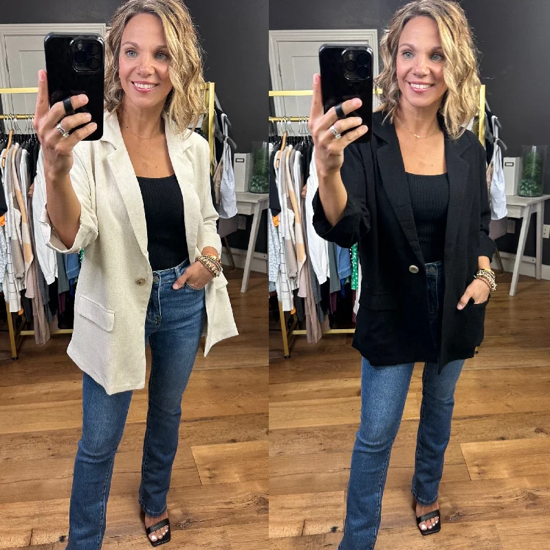 First Directions Linen Boyfriend Fit Blazer - Multiple Options Women's Fashion Blazer First Directions Linen Boyfriend Fit Blazer - Multiple Options Women's Fashion Blazer