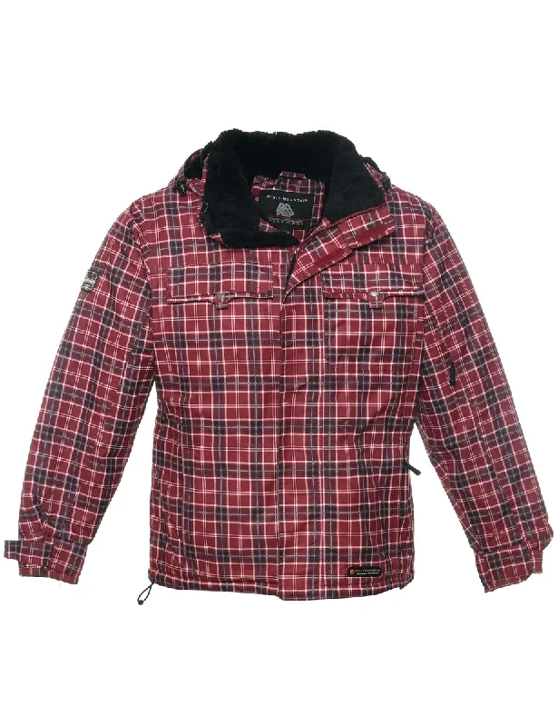 Checked Ski Jacket - M Rayon Fabric Velvet Fabric Corduroy Fabric