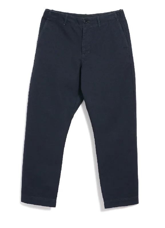 TRYGVE | Wide Cut Cropped Trousers | Blue Canvas Trousers Capri Summer
