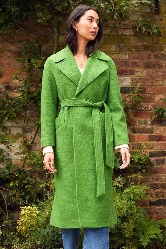 Wool Coat | Green Cotton Linen Terry