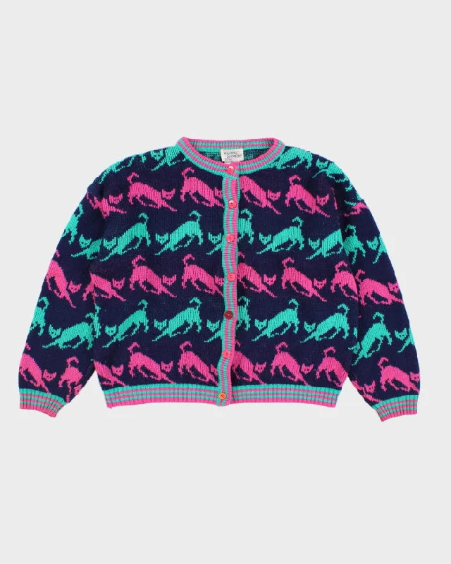 Vintage 90s Hasting & Smith Oversized Cat Cardigan - M Cotton Fabric Linen Fabric Terry Fabric Vintage 90s Hasting & Smith Oversized Cat Cardigan - M Cotton Fabric Linen Fabric Terry Fabric