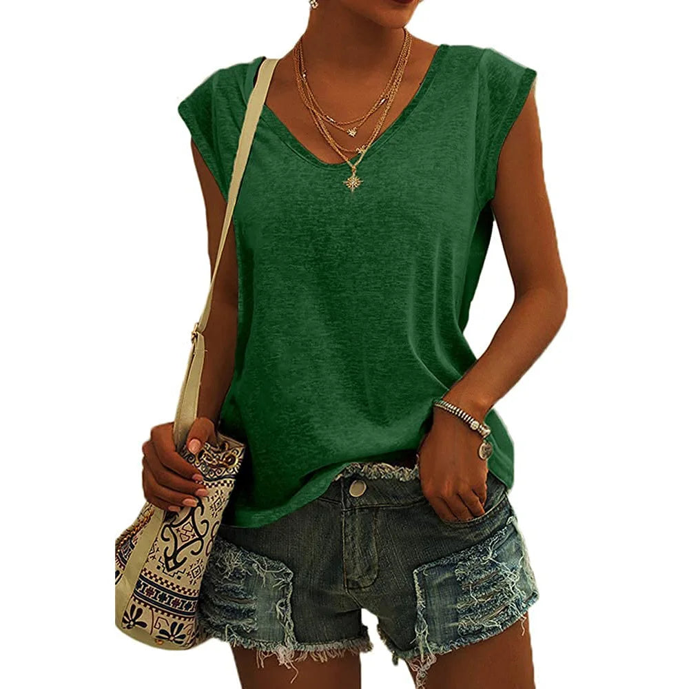 Summer Fashion V-Neck Tank Top for Women - Breathable Cool Vest for Casual Days and Fitness Wear striped tank top