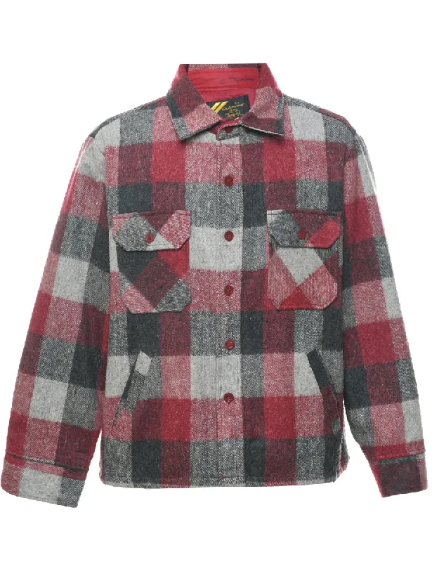 Checked Wool Jacket - L Fleece Jacket Down Jacket Feather Jacket