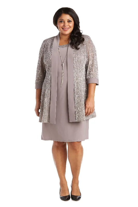 R&M Richards 5823W Short Two Piece Jacket Dress Cotton Fabric Linen Fabric Terry Fabric
