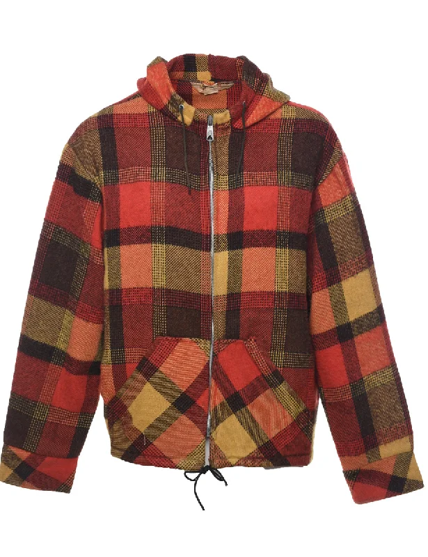 Checked Wool Jacket - L Jersey Jacket Tulle Jacket Batik Jacket