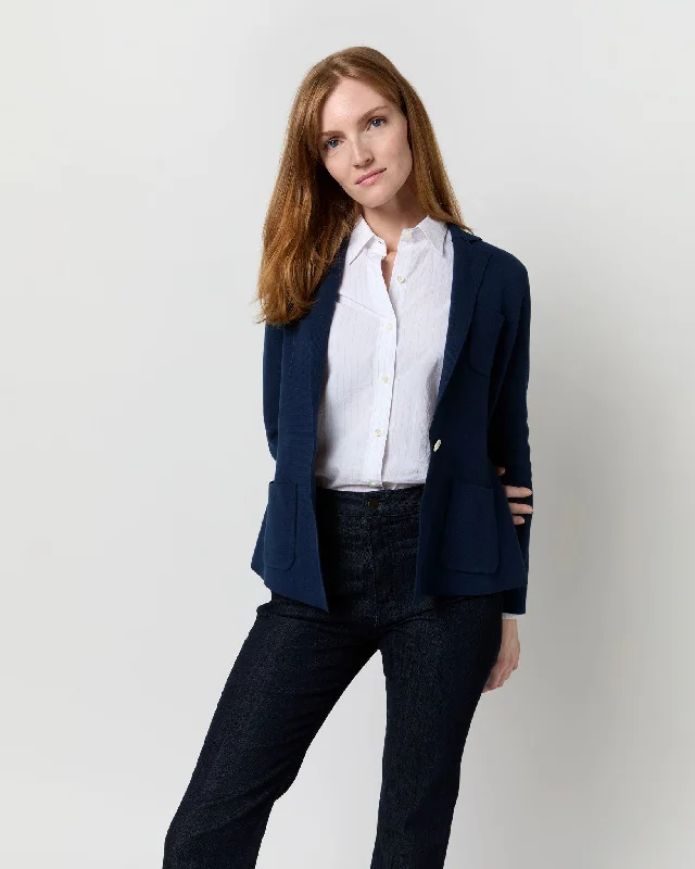 Schoolboy Blazer in Navy Cotton/Silk Women's Advanced Suit