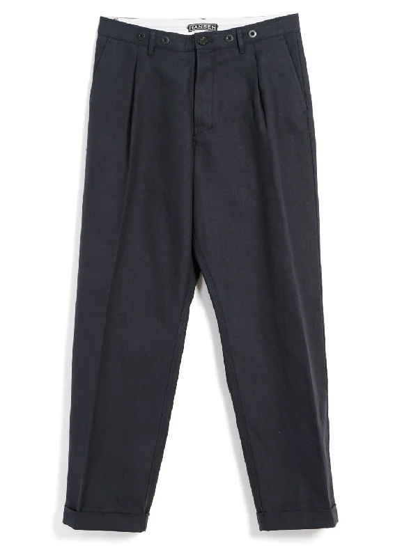 SUNE | Pleated Wide Cut Trousers | Dark Blue Trousers Timeless Classic