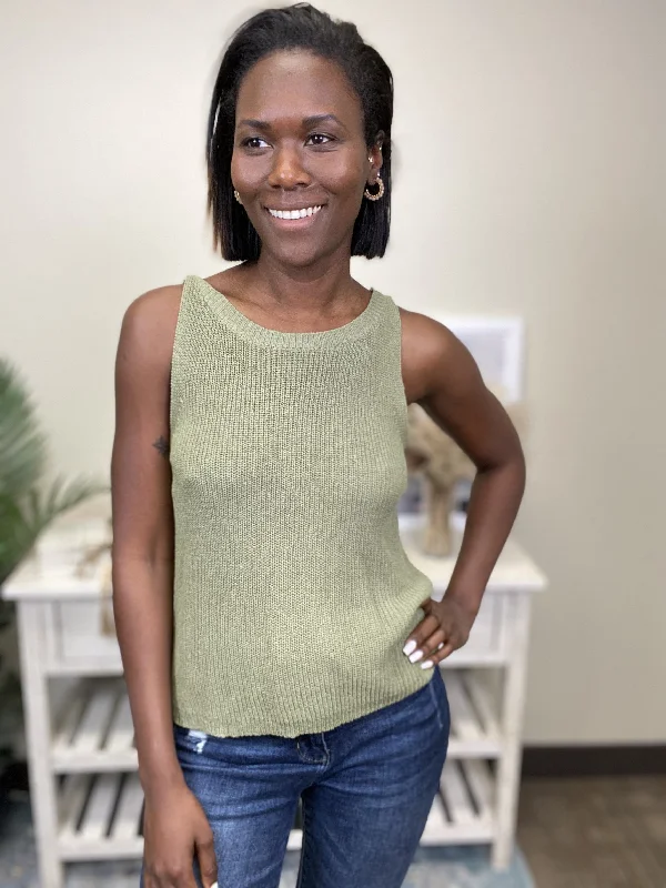Open Up Women's Twist Back Ribbed Knit Tank Top ivory tank top