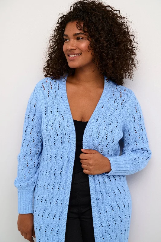 lichte gebreide cardigan met subtiel patroon Fleece Cardigan Nylon Polyester