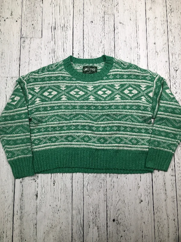 American Eagle green white patterned sweater - Hers M Houndstooth Herringbone Solid