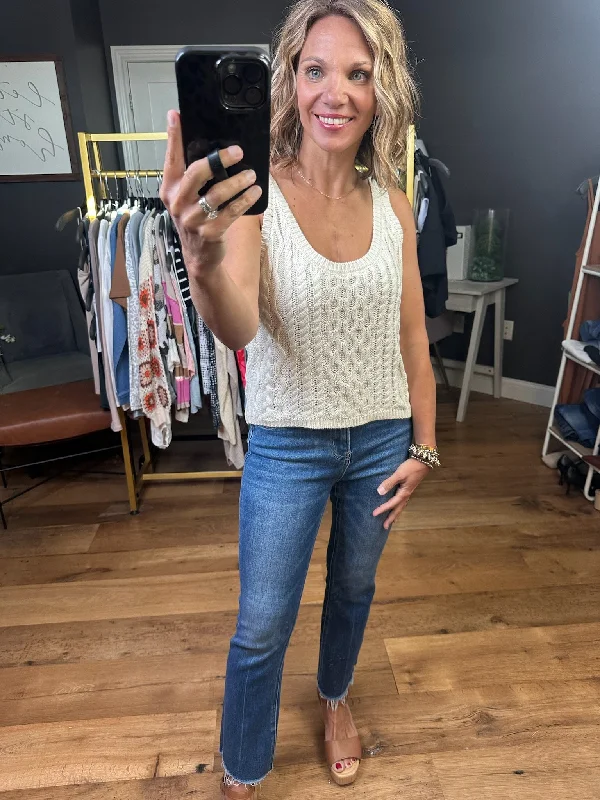 The Best Advantage Cable-Knit Tank - Cream pastel tank top