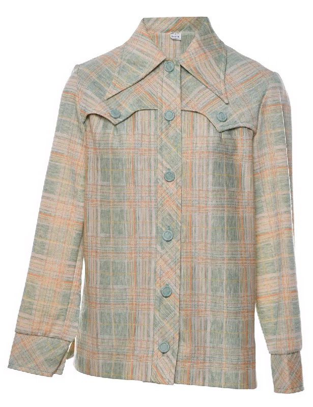 Checked Multi-Colour 1970s Jacket - M Wool Fabric Cashmere Fabric Tweed Fabric