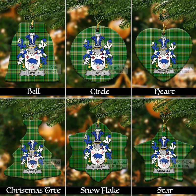 Crowley Irish Clan Tartan Christmas Ceramic Ornament with Coat of Arms Knit Woven Fleece Crowley Irish Clan Tartan Christmas Ceramic Ornament with Coat of Arms Knit Woven Fleece