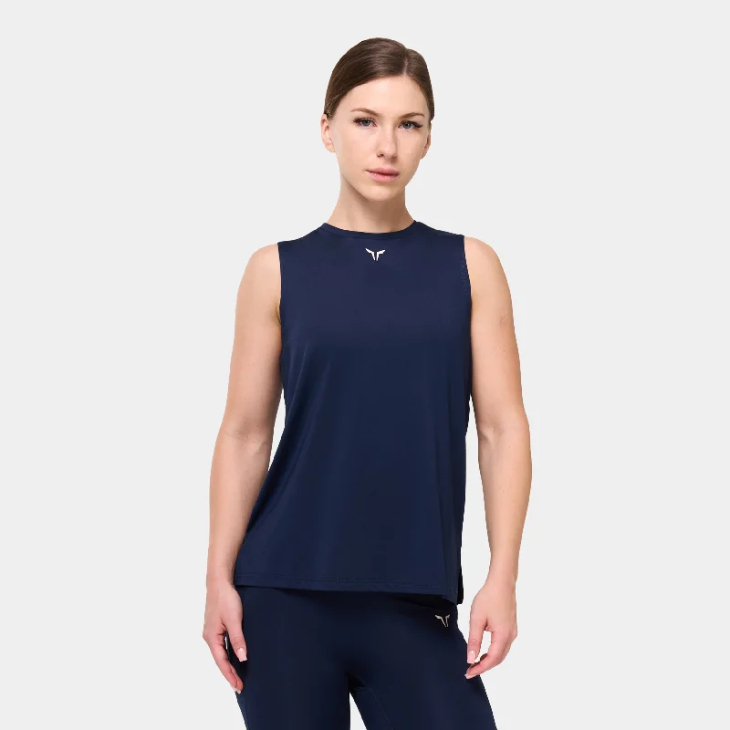 Essential Crew Neck Tank - Navy baby blue tank
